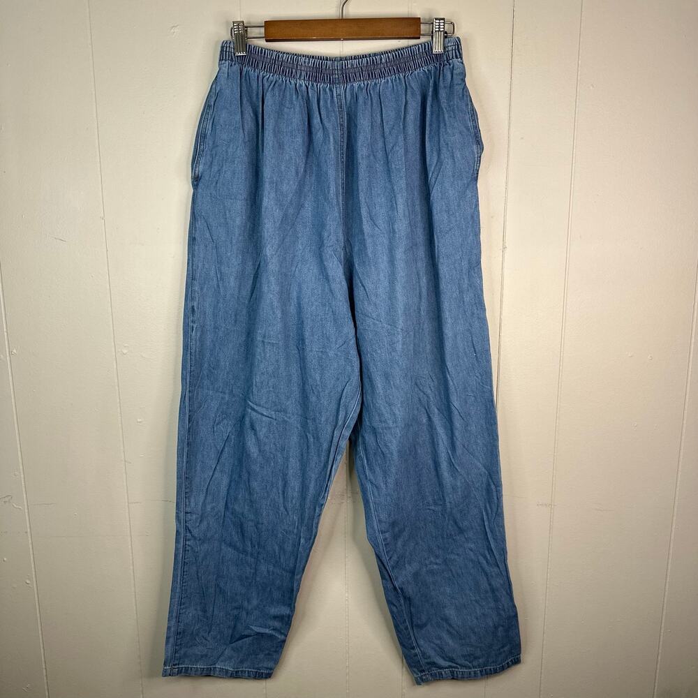 CMC by Color Me Cotton 1X Blue Chambray Pull On Pants Elastic Waist USA